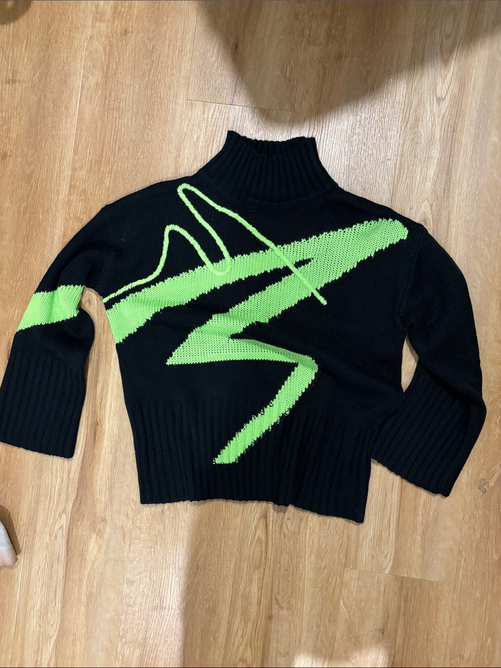 Black & Neon Green Turtleneck Sweater | Topshop